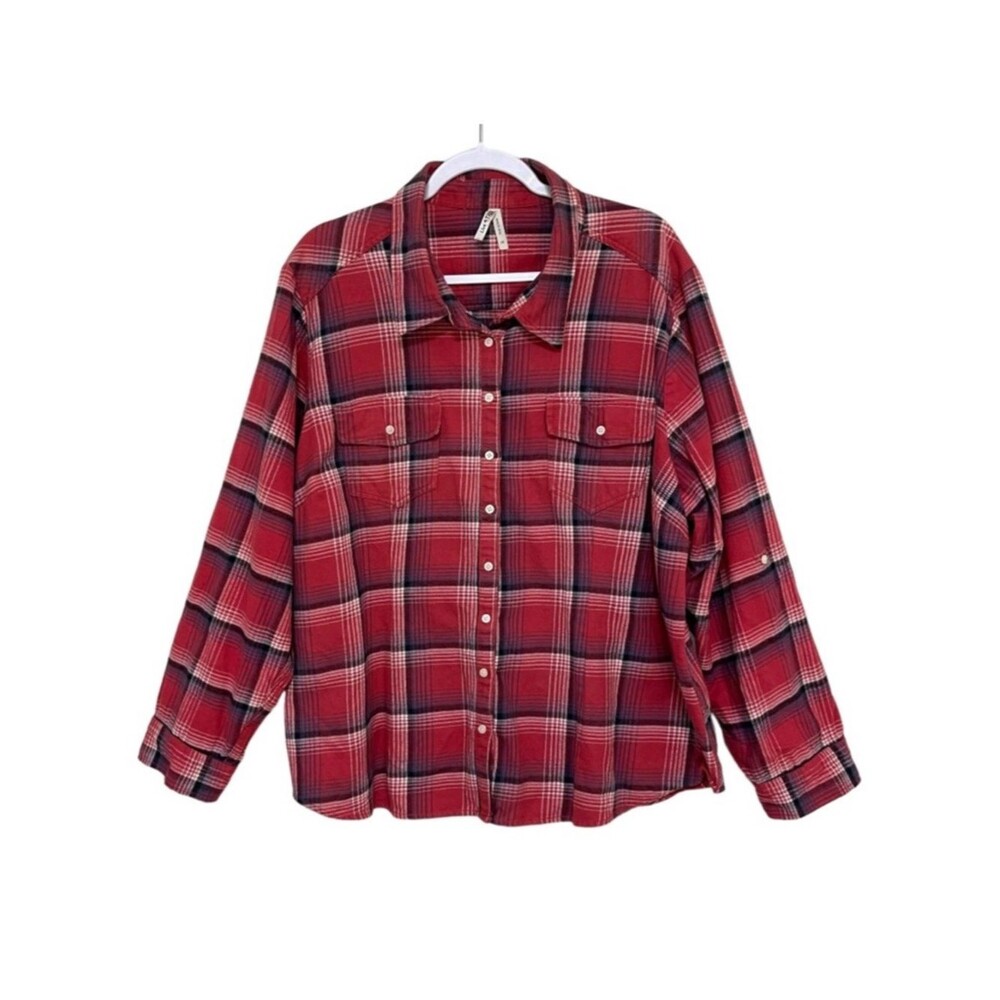 Live 4 Truth Flannel Shirt 100% Cotton Red Plaid Comfy Ranch Country Fall 3X
